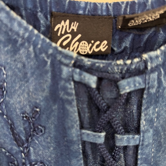 My Choice Woman’s Bohemian Halter Embroidered Lace Maxi Dress Blue Size M - Picture 2 of 6